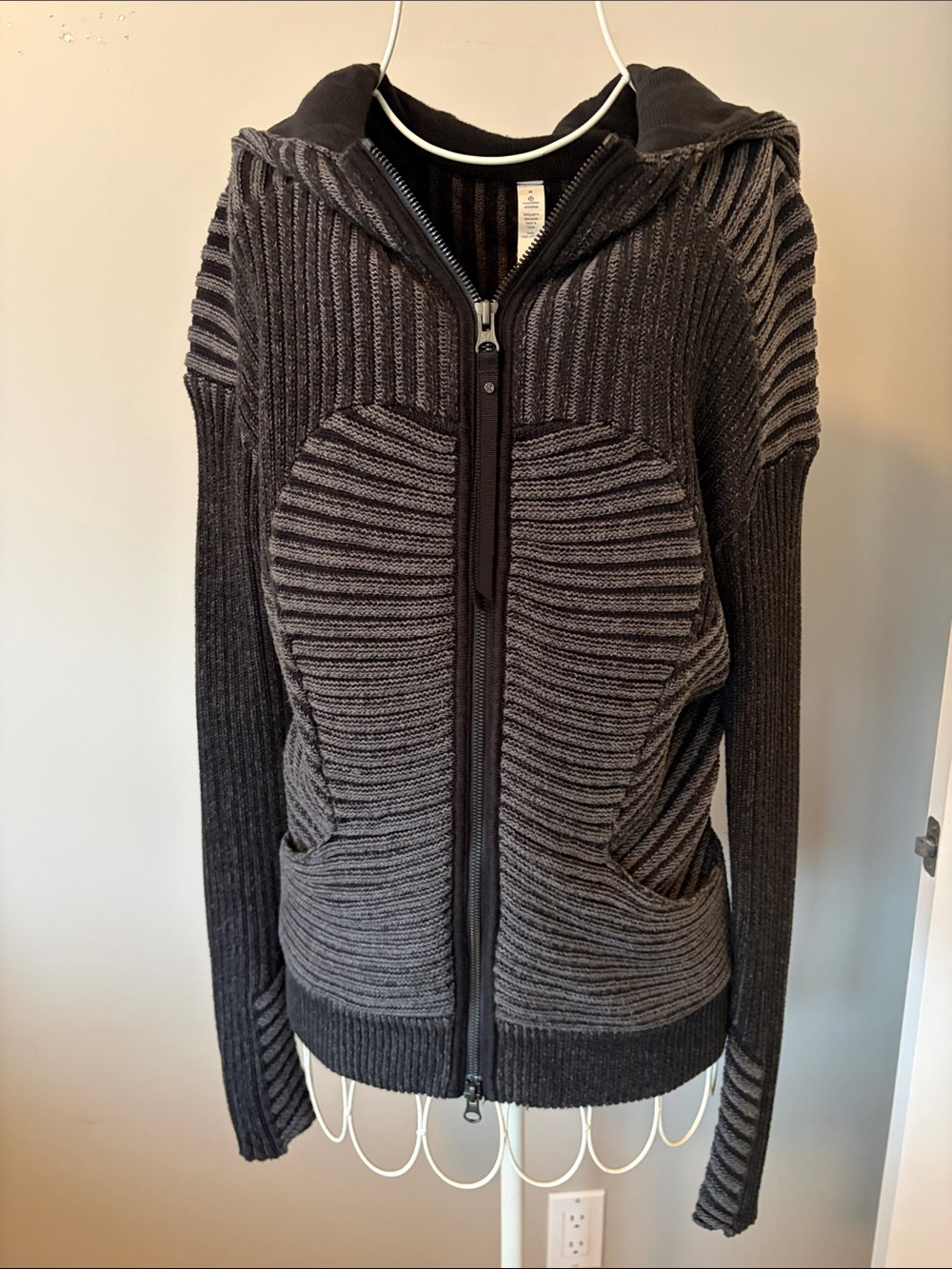 lululemon athletica Charcoal & Black Ribbed Zip Hoodie